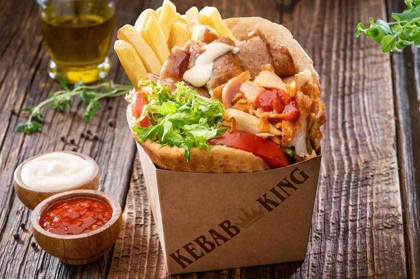 Kebab on Thick Dough with Fries