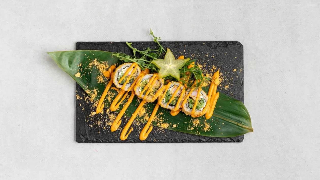 Uramaki Vulcano with Shrimp in Tempura