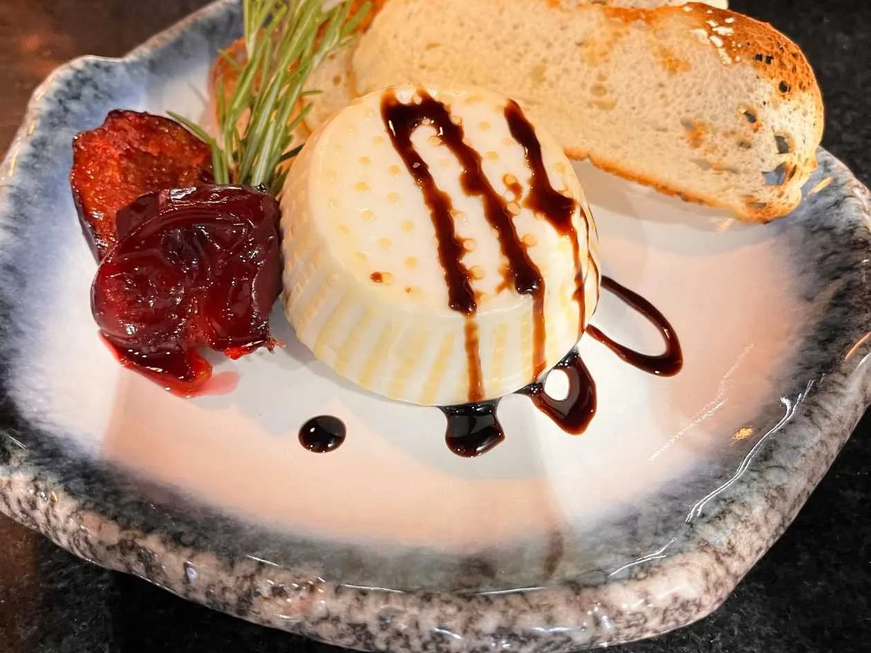 Smoked Burrata with Caramelized Plum and Balsamic Vinegar