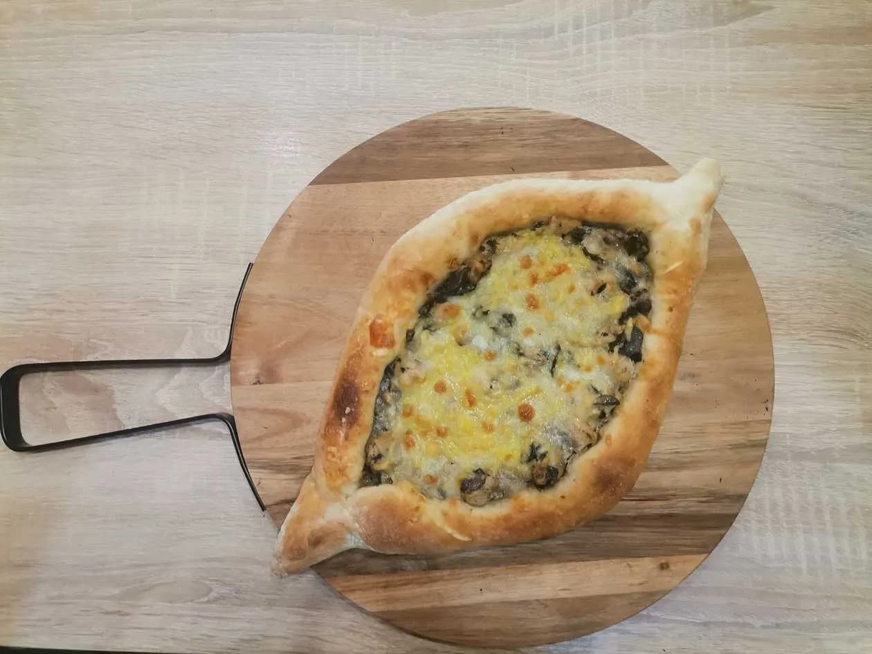 Adjaruli Khachapuri with Chicken, Champignons and Cheese