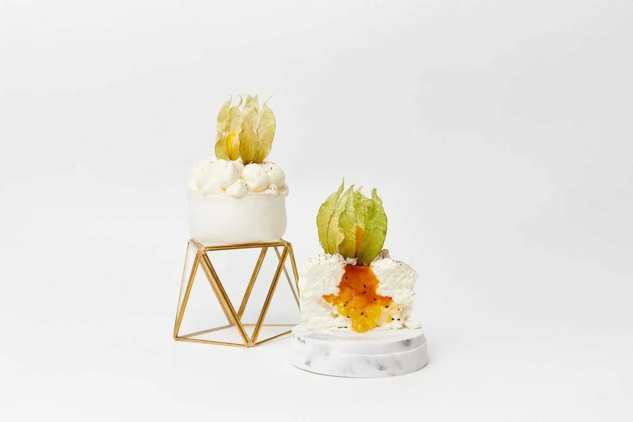 Meringue Pavlova Cake with Mango and Dragon Fruit