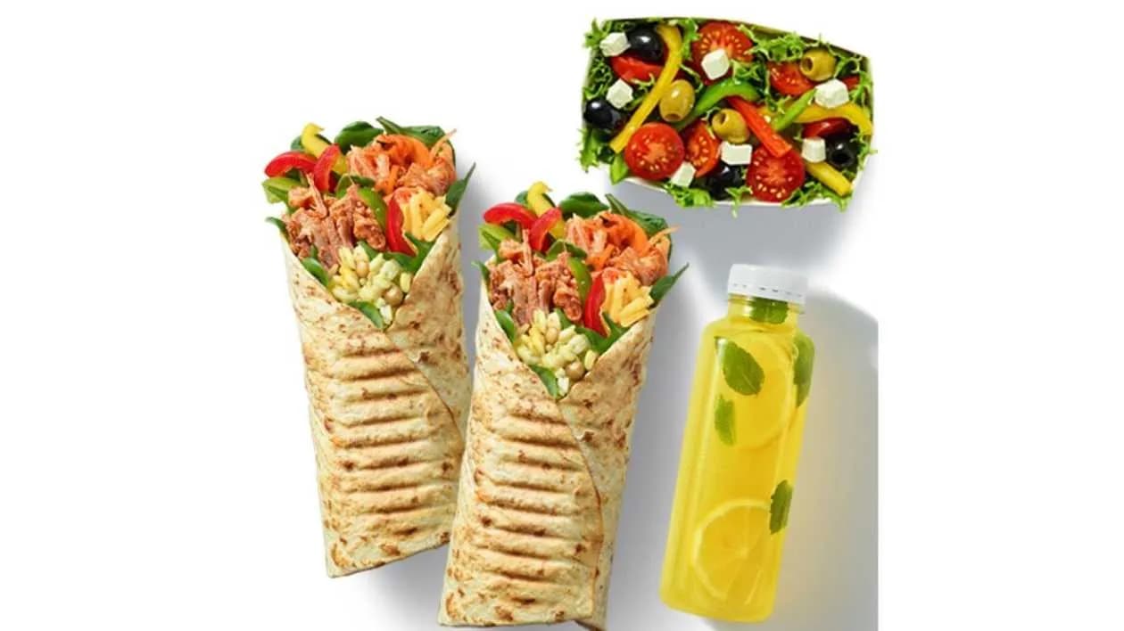 Wrap Lunch for Two: Main Dish + Side Dish + Lemonade