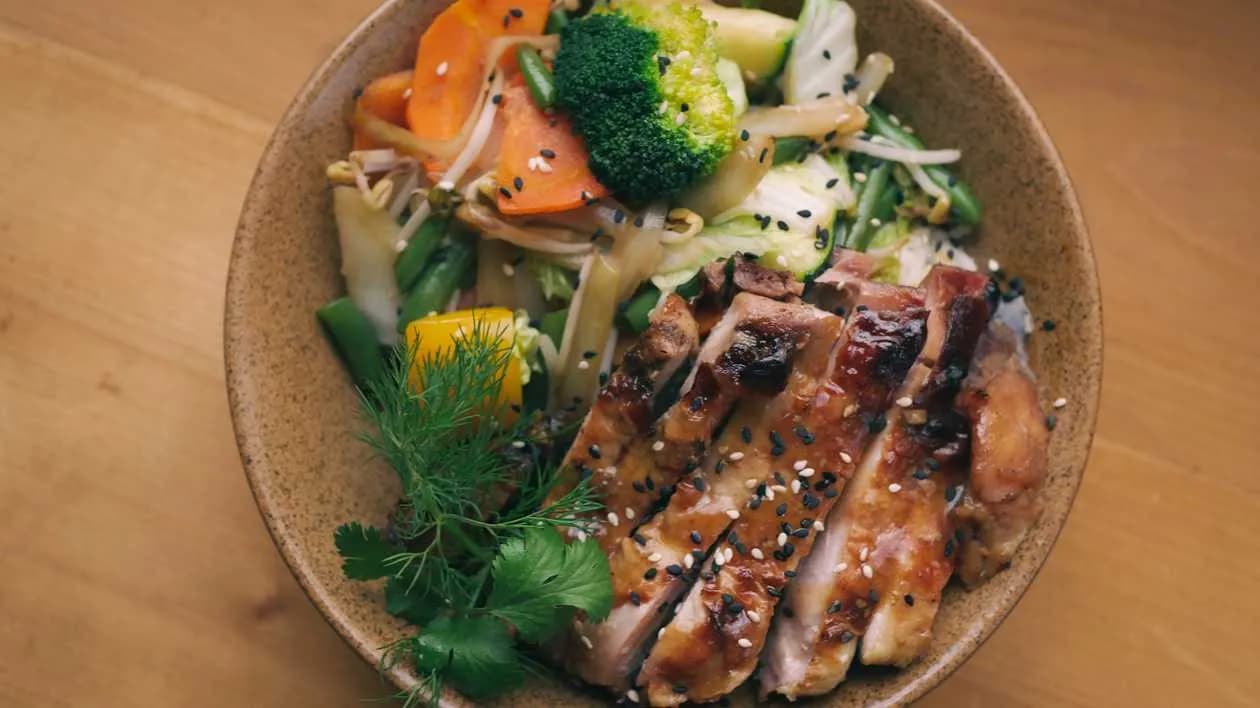 Char siu chicken in sesame sauce