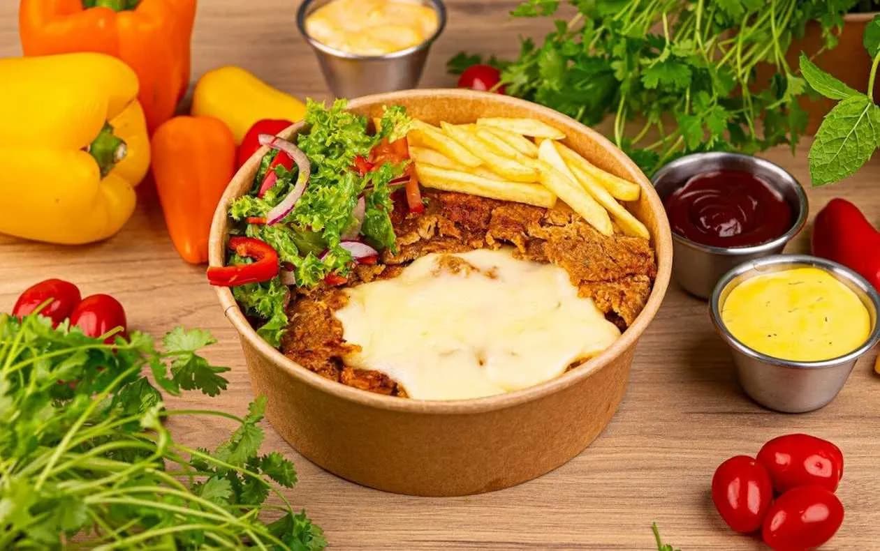 Box Kebab with Cheese, Fries