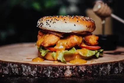 Chicken Burger with Honey-Mustard Sauce