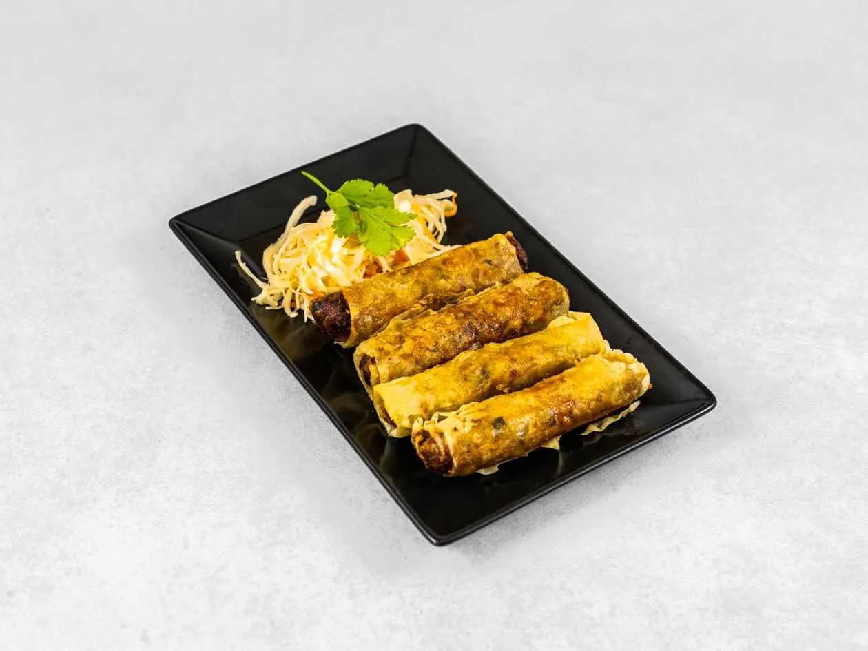 Vegan spring rolls with salad