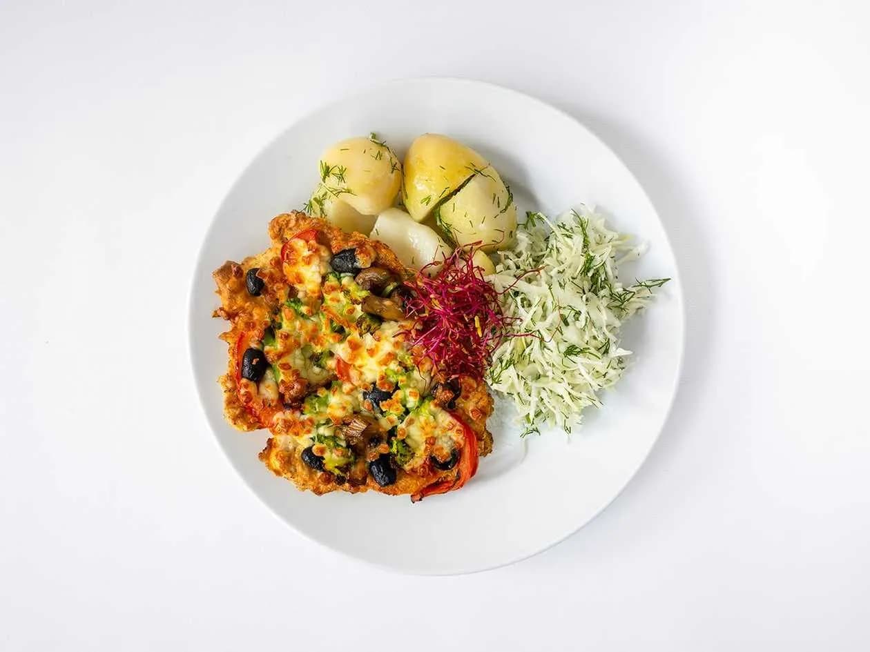 Roast Pork Loin with Mozzarella and Vegetables + SOUP