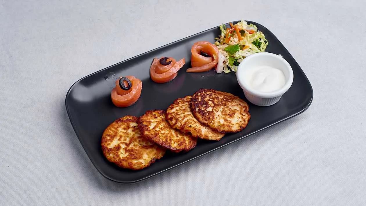 Potato Pancakes with Salmon and Sour Cream