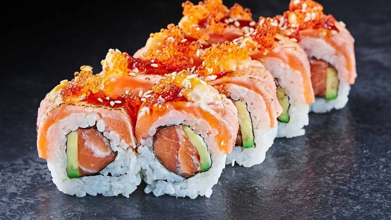 Tanned salmon - golden california maki