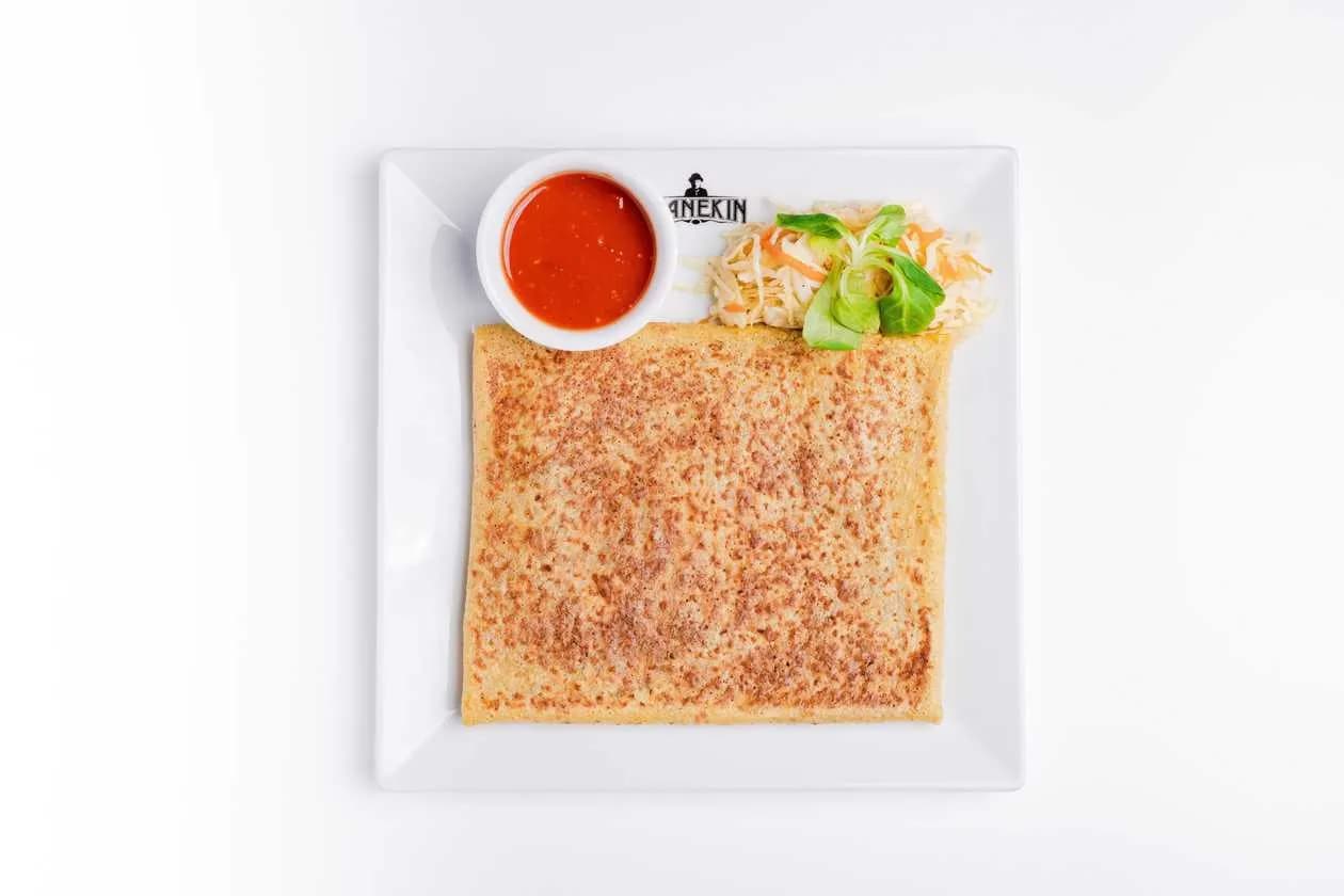 Corn Crepe - pulled pork, cheese, herbs