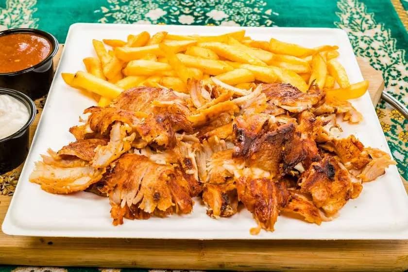 Kebab on a Plate with Chicken (no salad)
