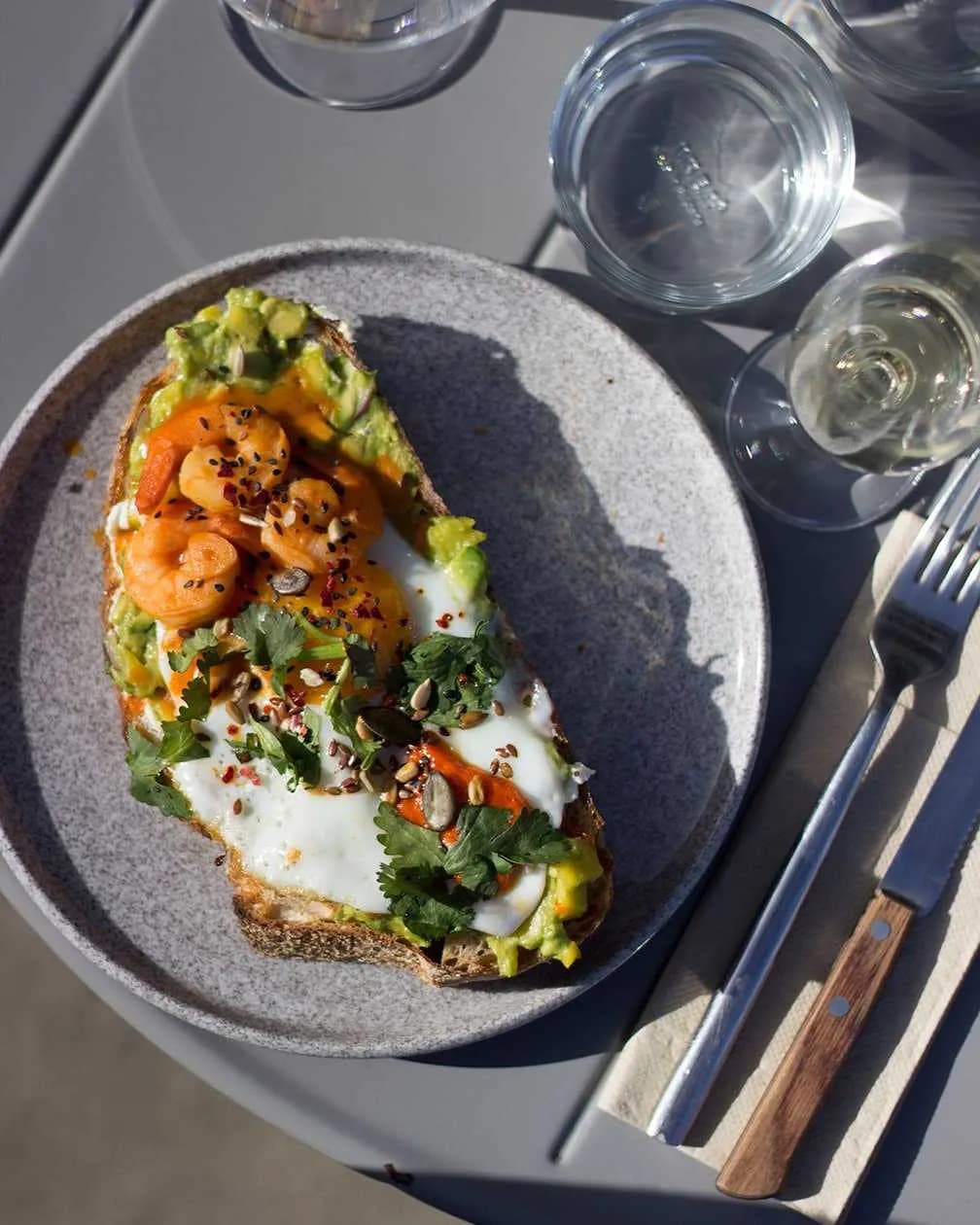 AVOCADO TOAST WITH SHRIMP