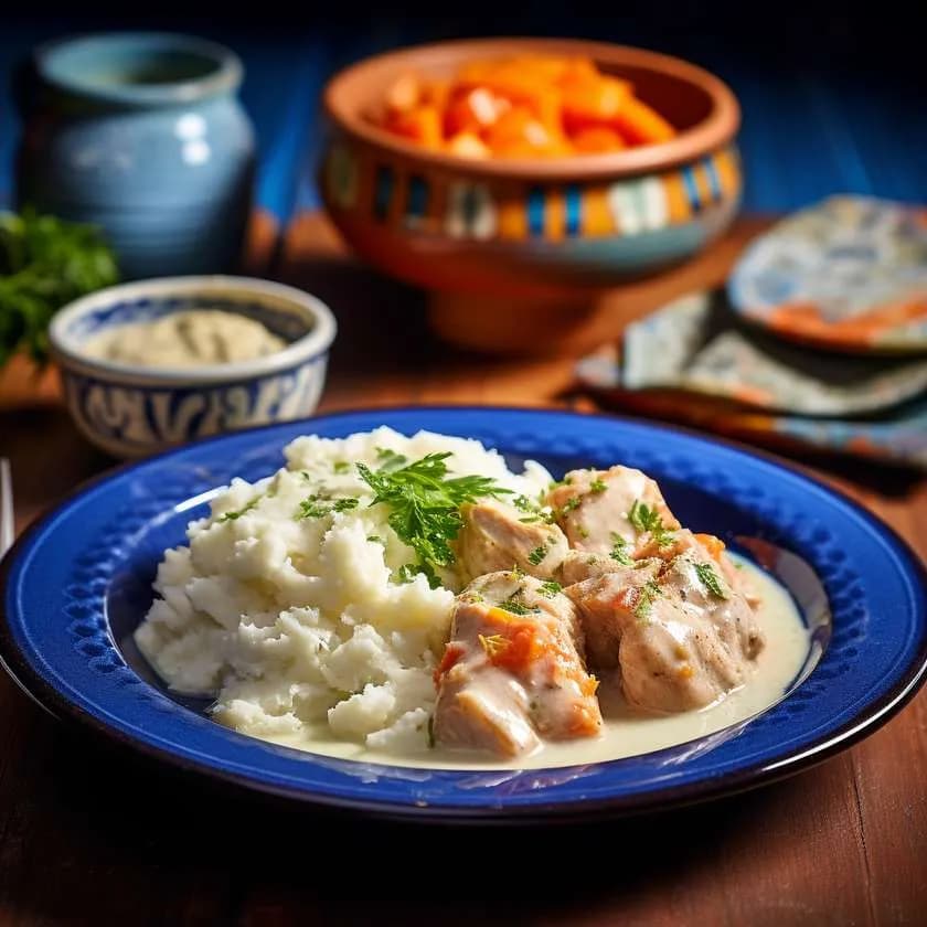 Kurczak duszony w śmietance z marchewką