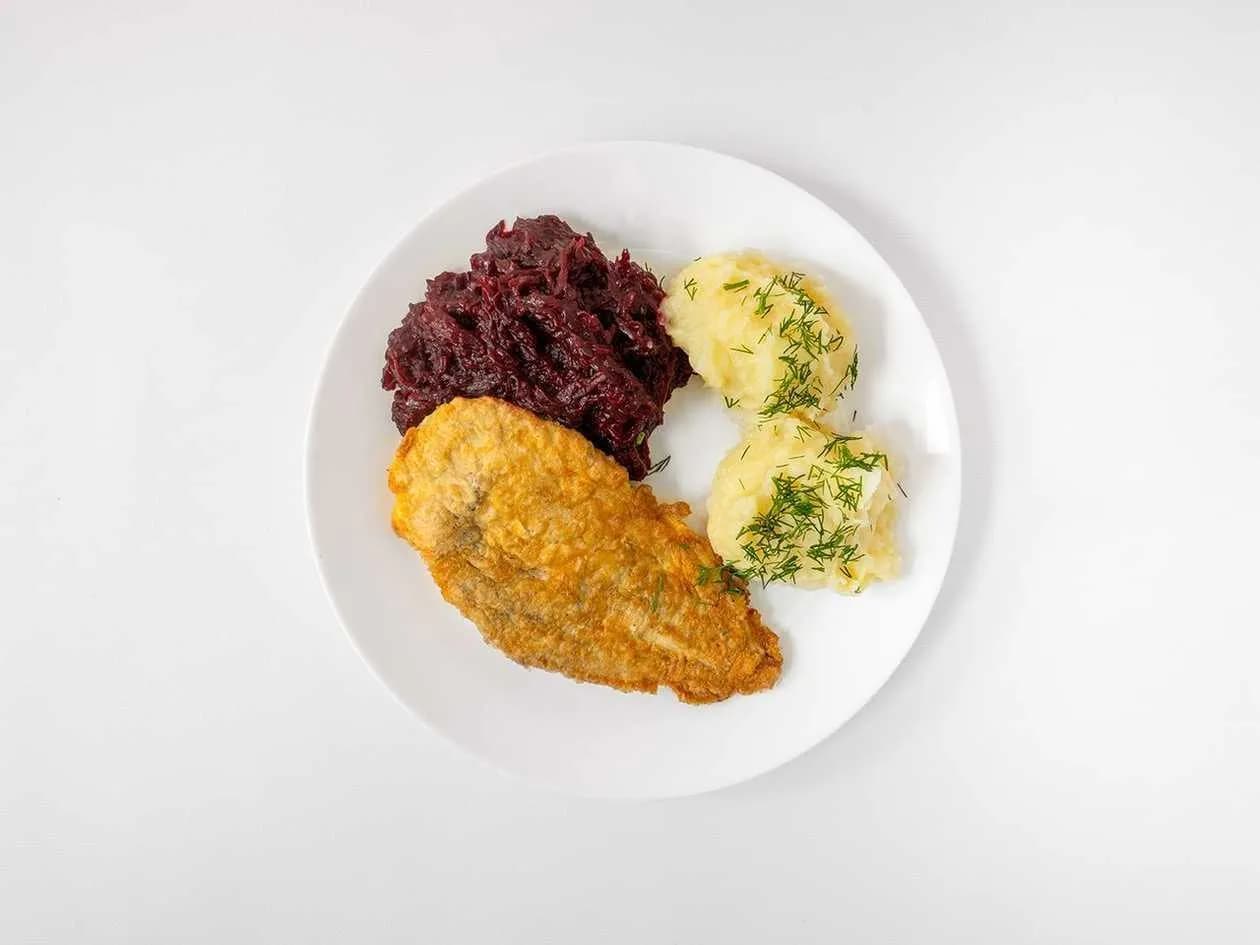 Chicken breast schnitzel, potato salad