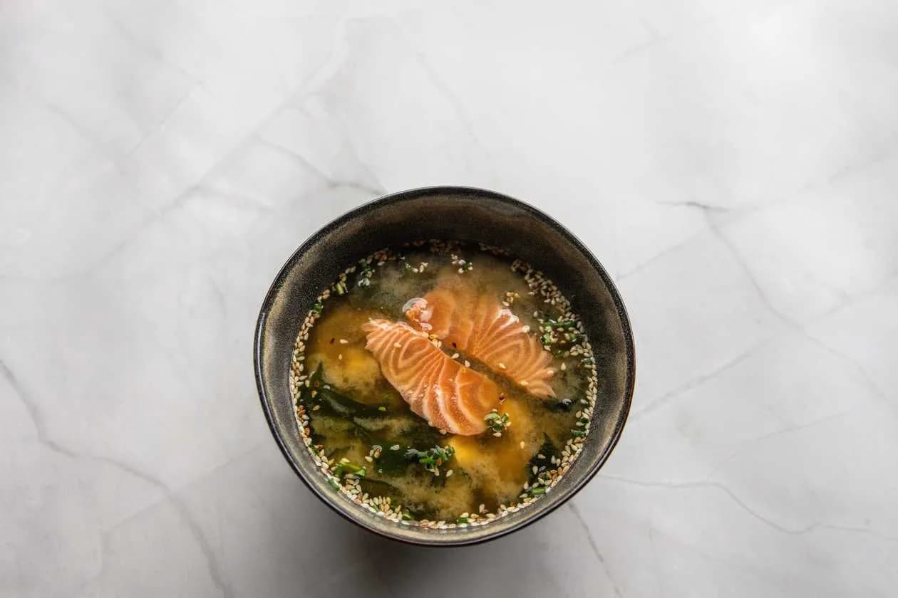 Miso soup with salmon