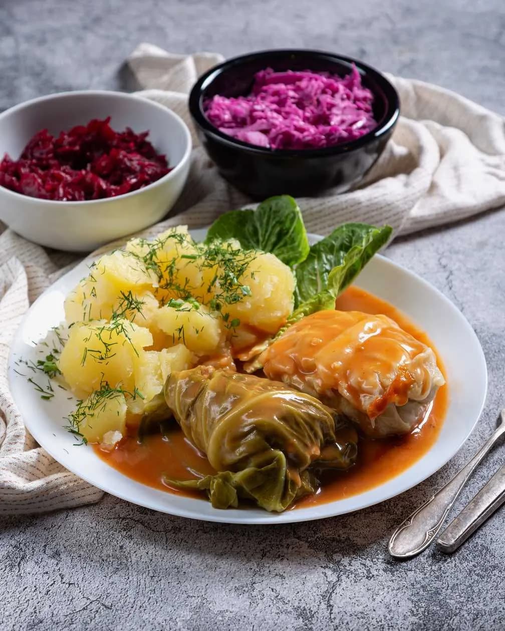 Cabbage Rolls with Meat in Tomato Sauce