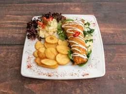 Panierowana pieczona papryka w cieście filo faszerowana serem