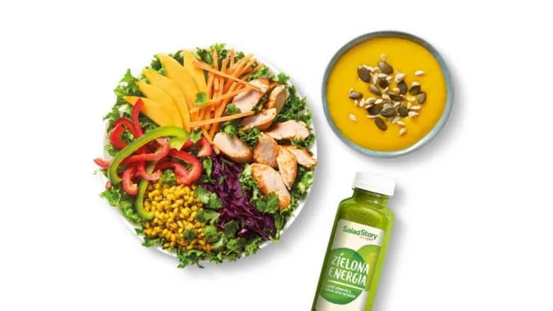 Sałatka Mango Kurczak + Zupa + Sok