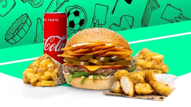 BURGER + FRYTKI + POPSY + NAPÓJ