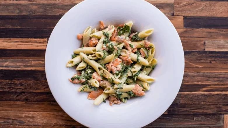 Penne spinachi salmon 🐟