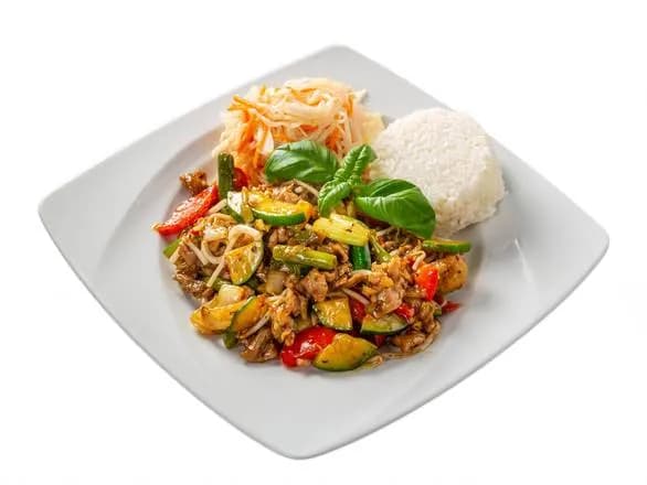 Wieprzowina po tajsku z bazylią