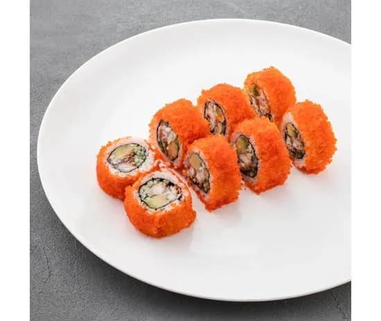 California z węgorzem w tobiko