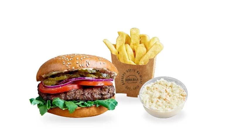 Burger w zestawie z frytkami