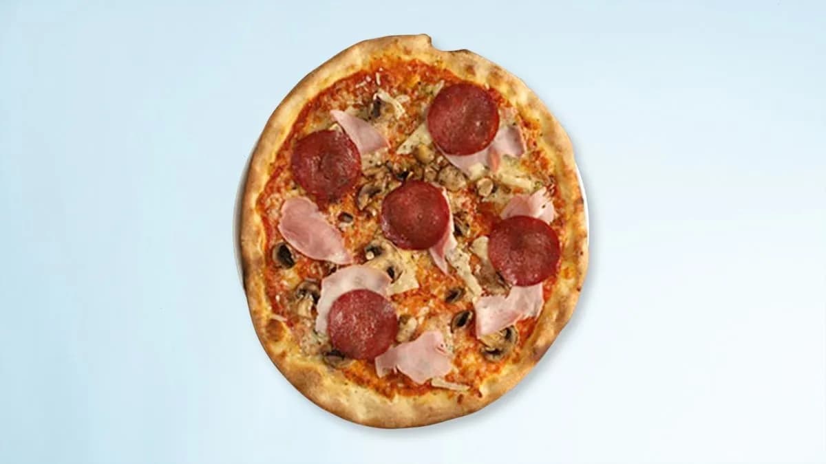 185. Pizza Funghi-Prosciutto-Salame