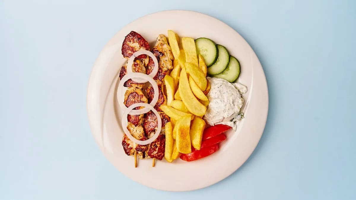 Hähnchen-Souflaki-Teller