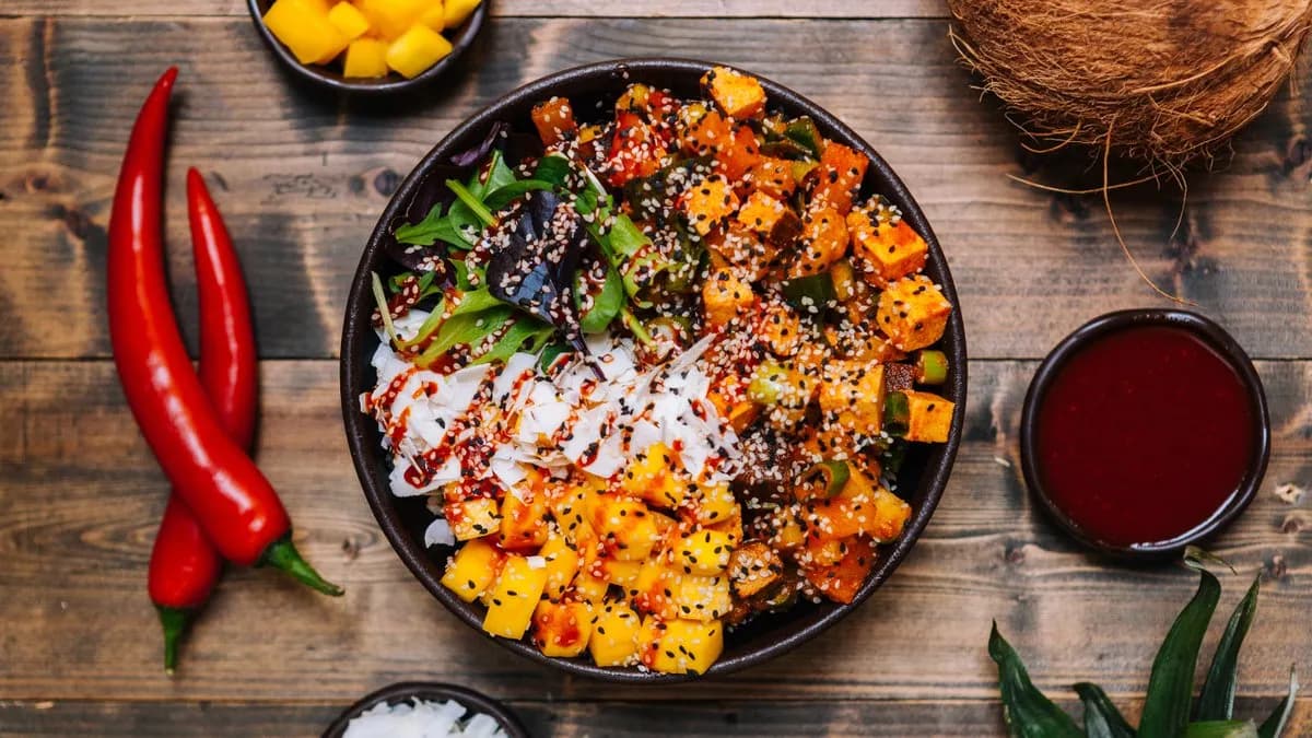 Spicy Tropical Tofu Bowl (Vegan)