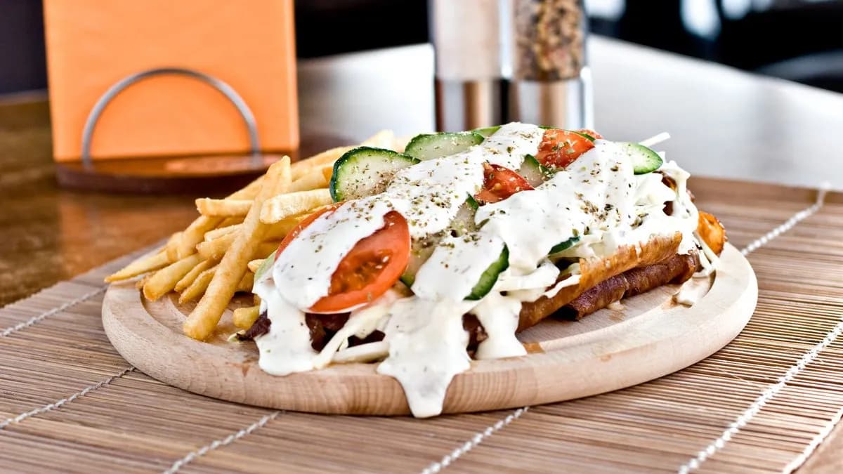 Borjúhúsos kebab tál🐄🥗🍟