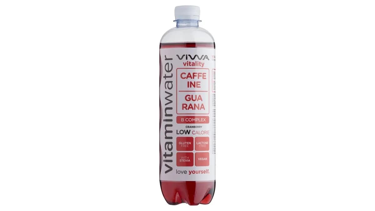 Viwa Vitaminwater Vitality vörös áfonyás csökkentett energiatartalmú szénsavmentes üdítőital 600 ml