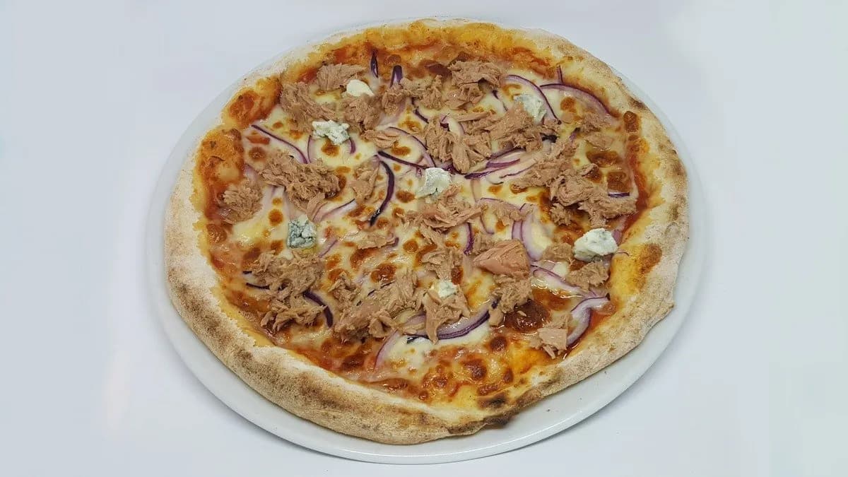 Tonhal, lilahagyma, gorgonzola EC