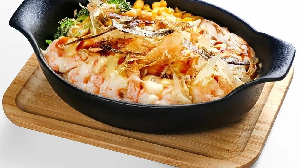 N14 Sajtos garnélarák grillezett risz tál