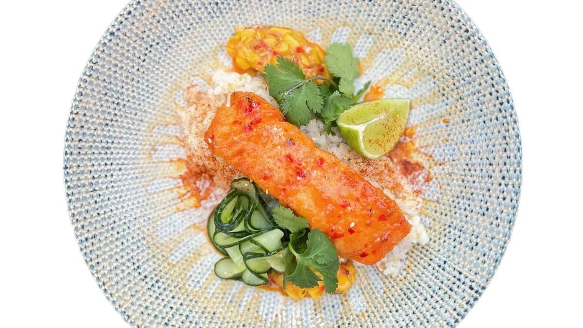 Sült lazac édes chilivel