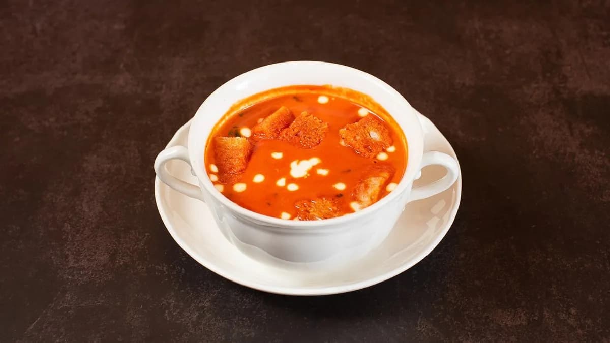 3. Indian Tomato soup with crouton.. Fresh tomato cream soup made with Indian spices and crouton