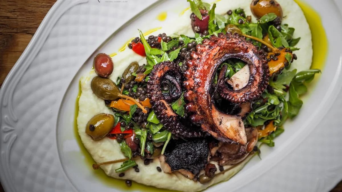 Grillezett polip édeskömény pürével