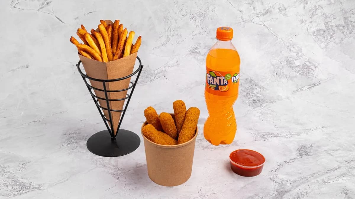 Mozzarella falatok + Normál Krumpli + Üdítö