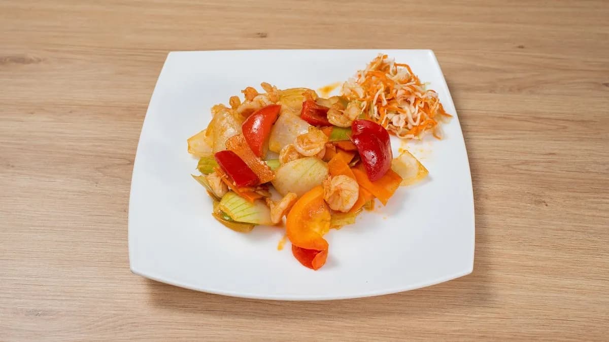 Pirított rák zöldségekkel