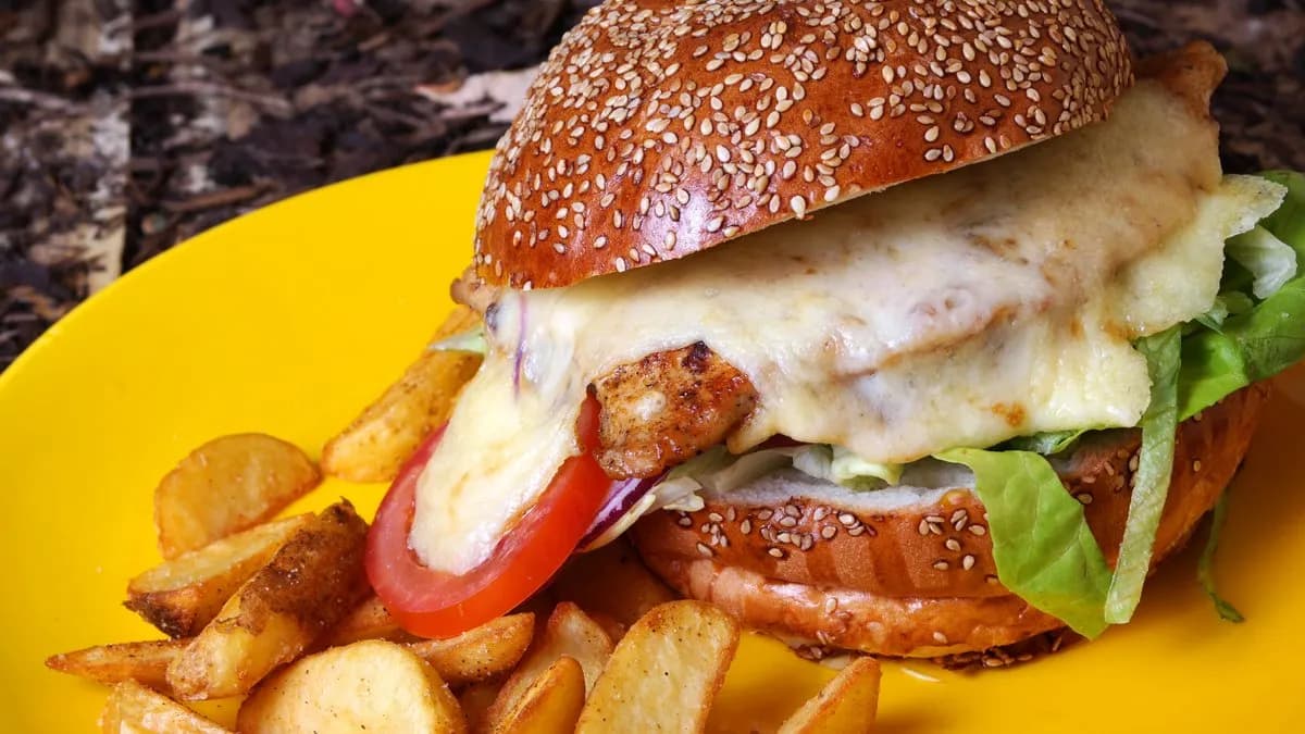 Csirkés-mozzarellás hamburger (köret nélkül)