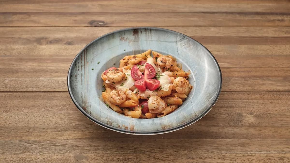 Penne Arrabiata Rákkal