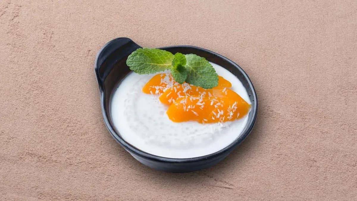 Tápióka puding kókusztejjel, mangóval