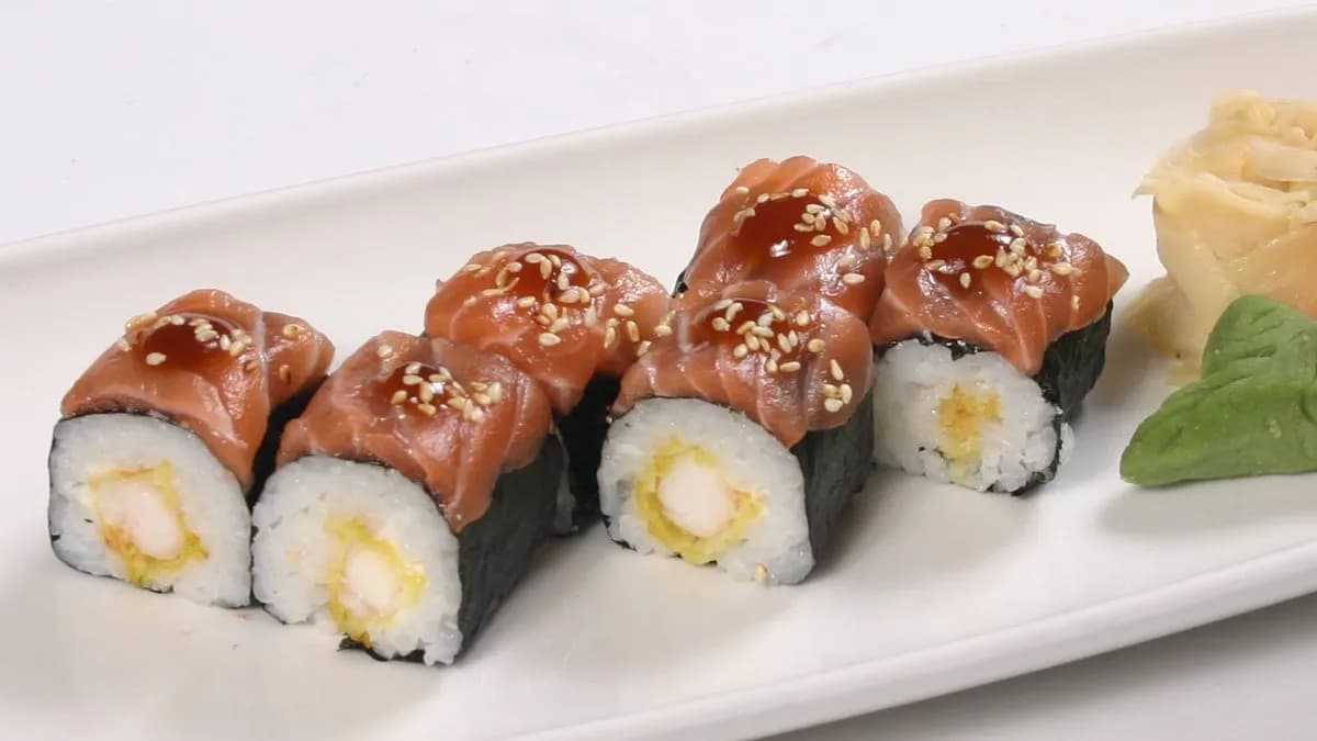 80. Shrimp – salmon – teriyaki maki