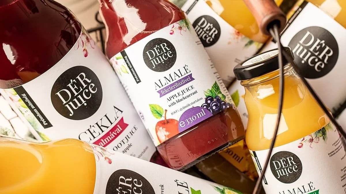 Dér Juice - alma - szamóca, 0,33l