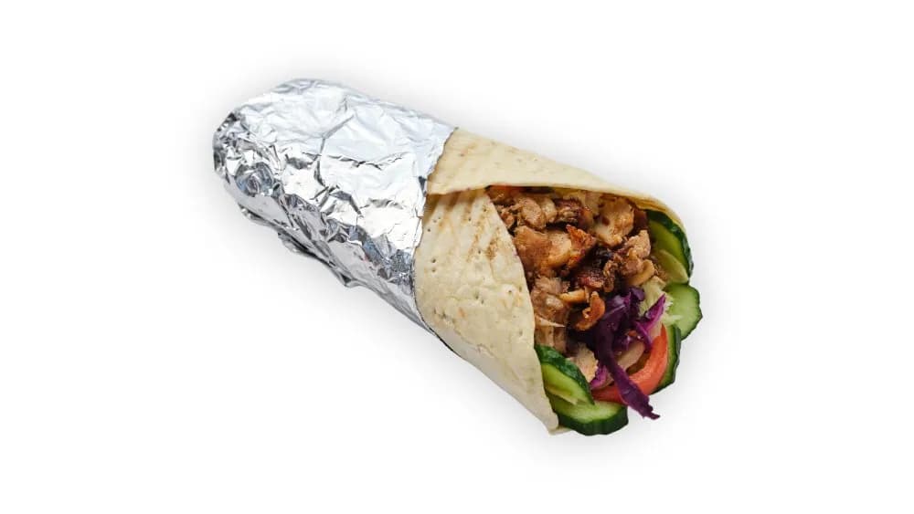 Gyros tortilla csirkehússal  gluténmentesen salátával, tzatzikivel