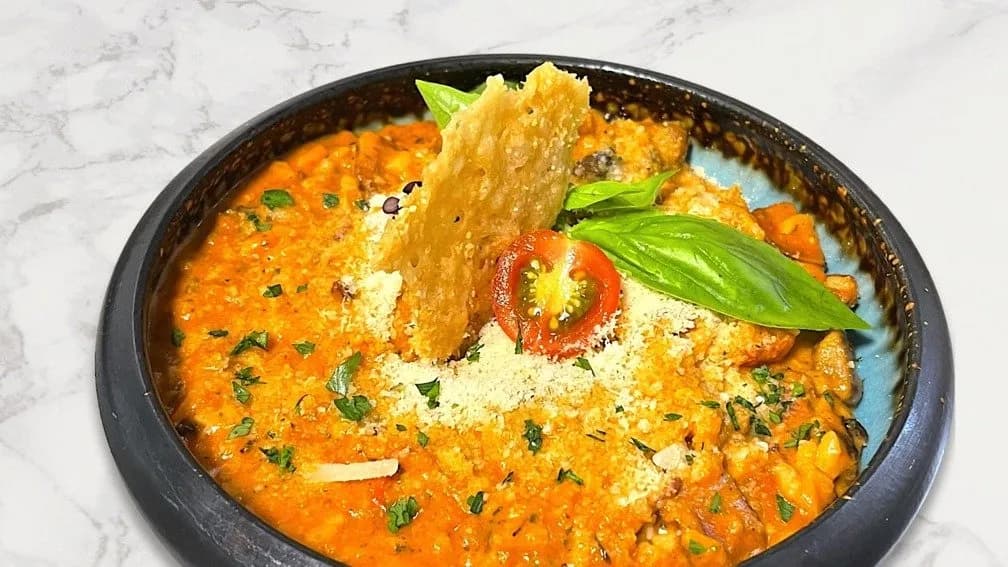 Füstölt kacsás rizottó, vargánya gombával