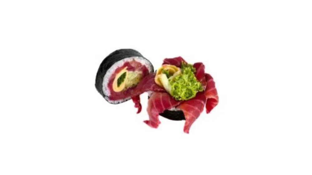 Futomaki z łososiem gravlax i warzywami