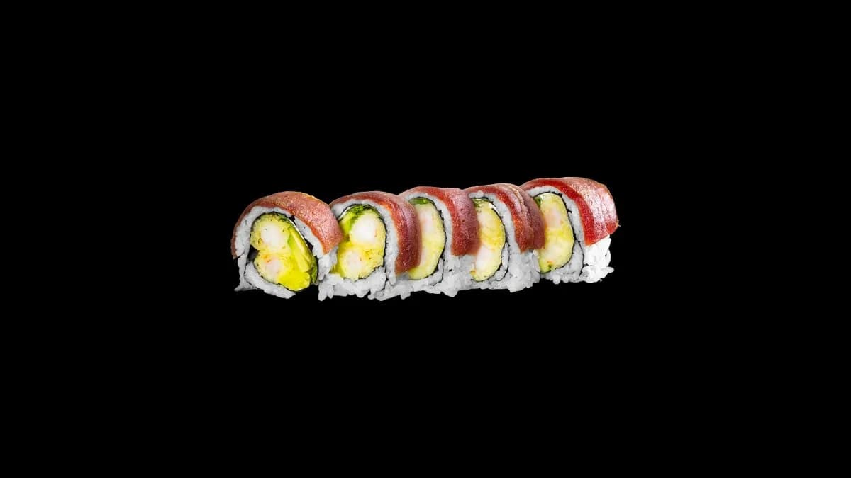 Rainbow maki tuńczyk z krewetkami w panko