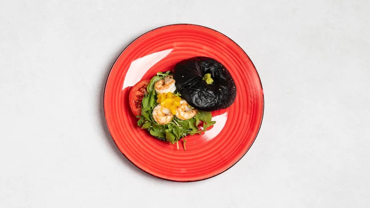 Bajgiel z krewetkami