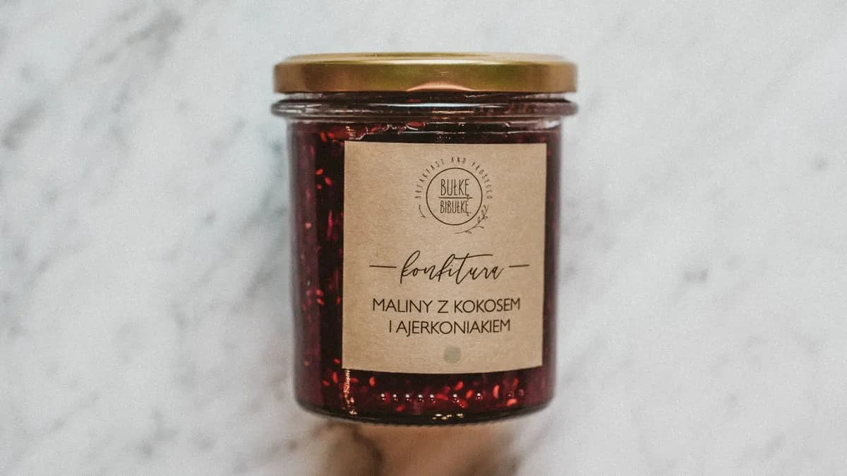 Konfitura maliny z kokosem i ajerkoniakiem